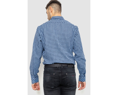 Сорочка чоловіча в клітинку байкова, колір синьо-блакитний, 214R16-33-164