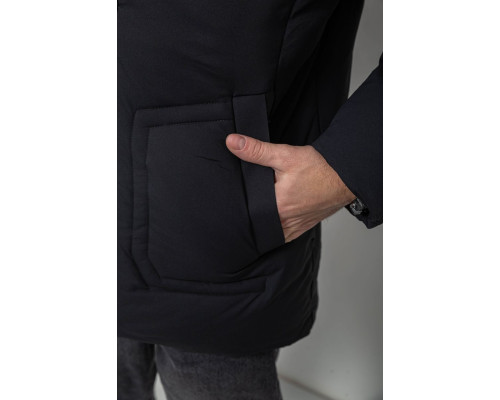 Куртка чоловіча зимова подовжена, колір чорний, 241R2022-21