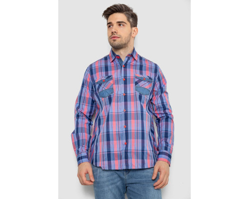 Сорочка чоловіча в клітинку, колір блакитний, 214R0746