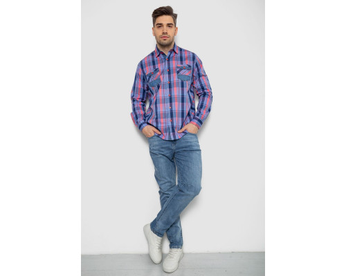 Сорочка чоловіча в клітинку, колір блакитний, 214R0746
