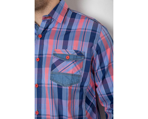 Сорочка чоловіча в клітинку, колір блакитний, 214R0746