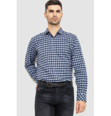 Сорочка чоловіча в клітинку байкова, колір синьо-сірий, 214R115-35-195