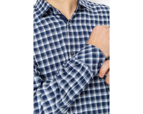 Сорочка чоловіча в клітинку байкова, колір синьо-сірий, 214R115-35-195