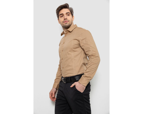 Сорочка чоловіча однотонна, колір бежевий, 186R2013
