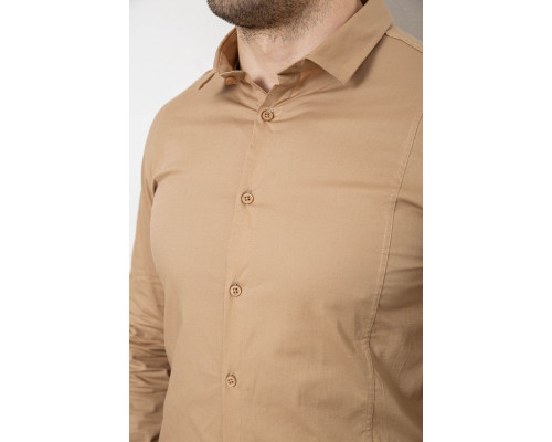 Сорочка чоловіча однотонна, колір бежевий, 186R2013