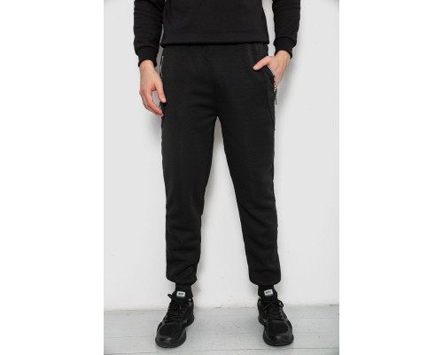 Спортивні штани чоловічі на флісі, колір чорний, 244R6120
