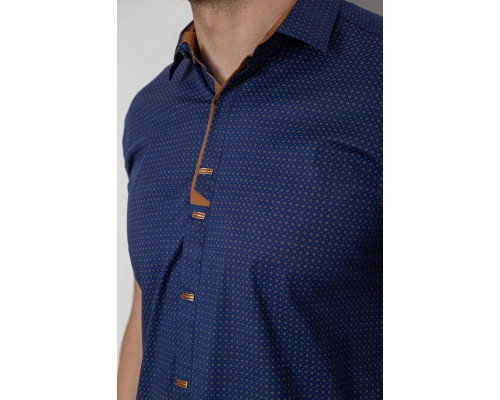 Сорочка чоловіча з принтом, колір синій, 214R7021