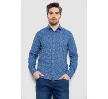 Сорочка чоловіча однотонна з принтом, колір джинс, 186R2115