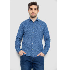 Сорочка чоловіча однотонна з принтом, колір джинс, 186R2115