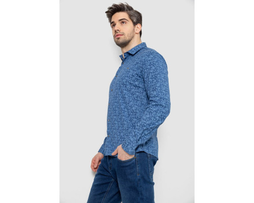 Сорочка чоловіча однотонна з принтом, колір джинс, 186R2115