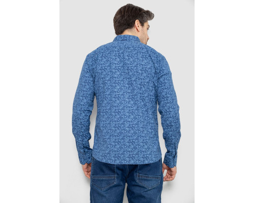 Сорочка чоловіча однотонна з принтом, колір джинс, 186R2115