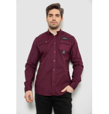 Сорочка чоловіча однотонна з принтом, колір бордовий, 186R01