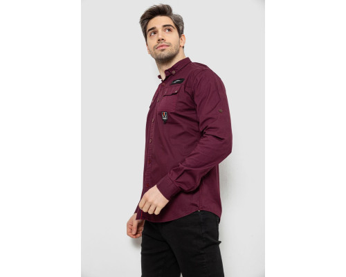 Сорочка чоловіча однотонна з принтом, колір бордовий, 186R01