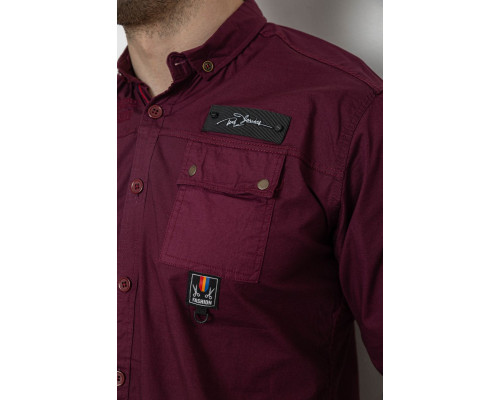 Сорочка чоловіча однотонна з принтом, колір бордовий, 186R01