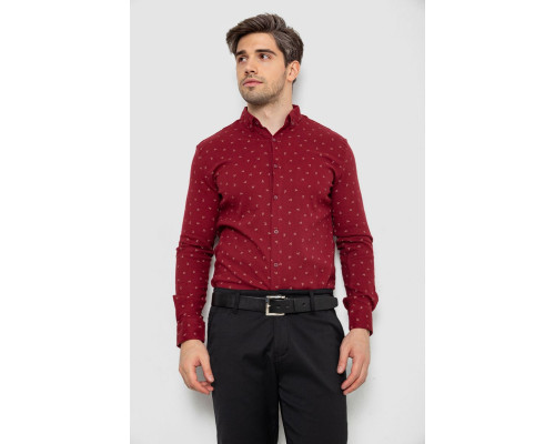Сорочка чоловіча з принтом, колір бордовий, 214R7365-1