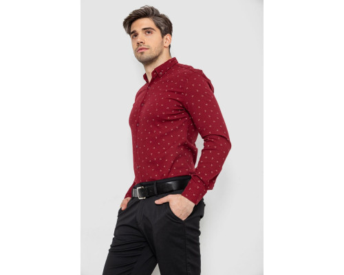 Сорочка чоловіча з принтом, колір бордовий, 214R7365-1