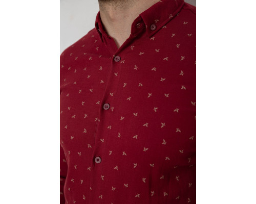 Сорочка чоловіча з принтом, колір бордовий, 214R7365-1
