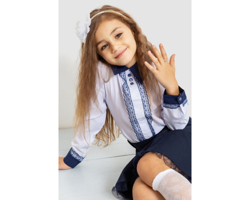 Блузка ошатна для дівчаток, колір біло-синій, 172R205-5