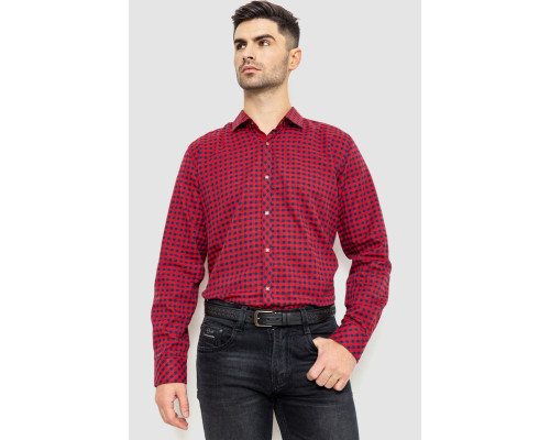 Сорочка чоловіча в клітинку байкова, колір червоно-синій, 214R16-33-164