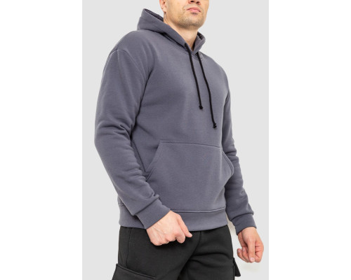 Худі чоловічий на флісі однотонний, колір темно-сірий, 241R2650