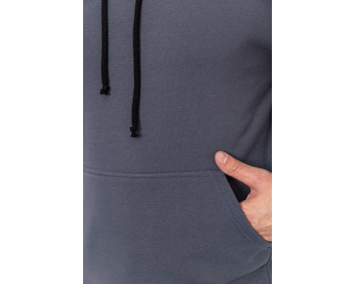 Худі чоловічий на флісі однотонний, колір темно-сірий, 241R2650