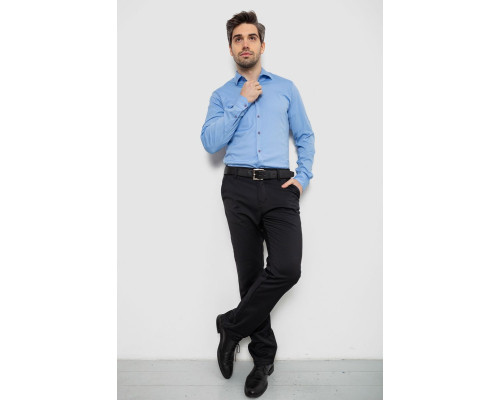 Сорочка чоловіча однотонна з принтом, колір блакитний, 186R6918-4