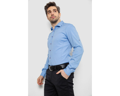 Сорочка чоловіча однотонна з принтом, колір блакитний, 186R6918-4