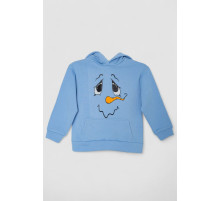 Худі дитячий на флісі з принтом Сніговик, колір блакитний, 102R1517