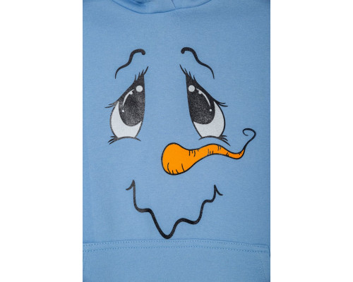 Худі дитячий на флісі з принтом Сніговик, колір блакитний, 102R1517