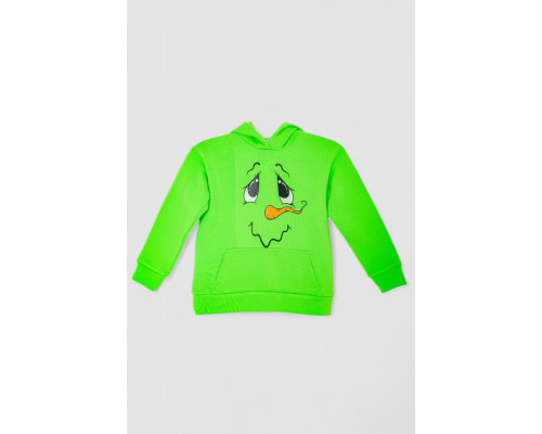 Худі дитячий на флісі з принтом Сніговик, колір зелений, 102R1517