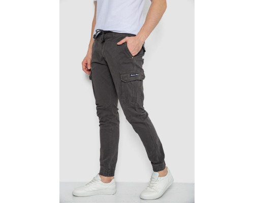 Брюки карго чоловічі на резинці, колір темно-сірий, 244R1643