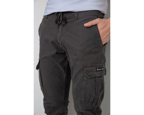 Брюки карго чоловічі на резинці, колір темно-сірий, 244R1643