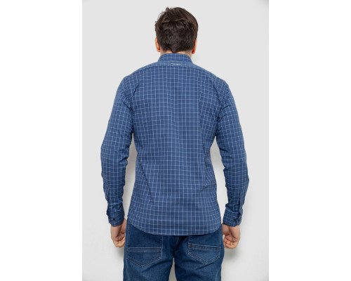 Сорочка чоловіча в клітку з принтом, колір синій, 186RM04