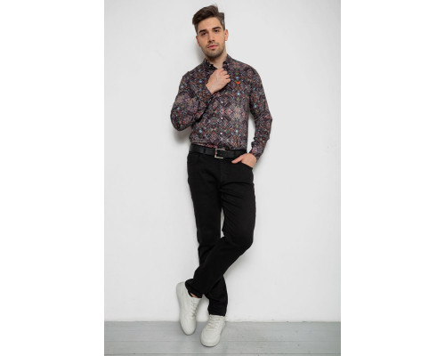 Сорочка чоловіча з принтом, колір коричневий, 214R2684