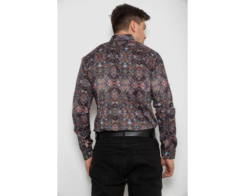 Сорочка чоловіча з принтом, колір коричневий, 214R2684