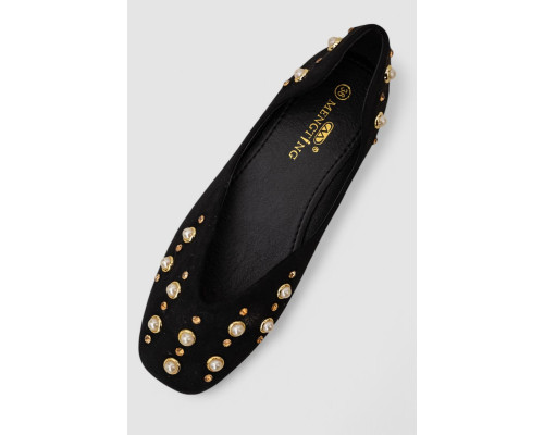 Балетки жіночі замша, колір чорний, 248R9005