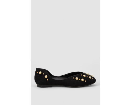 Балетки жіночі замша, колір чорний, 248R9005