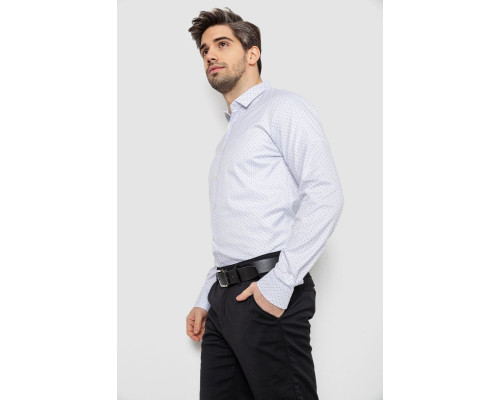 Сорочка чоловіча однотонна з принтом, колір білий, 186R2114