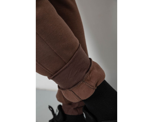 Спортивні штани чоловічі на флісі, колір коричневий, 129RA9995