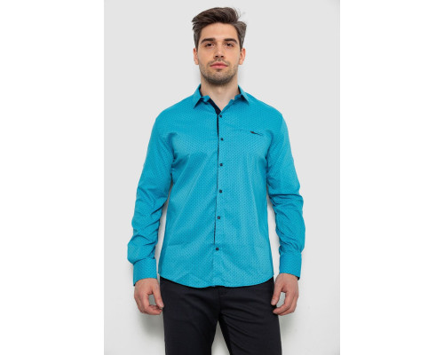 Сорочка чоловіча з принтом, колір бірюзовий, 214R7173