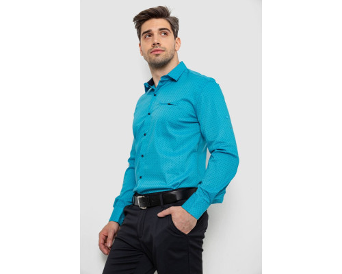 Сорочка чоловіча з принтом, колір бірюзовий, 214R7173