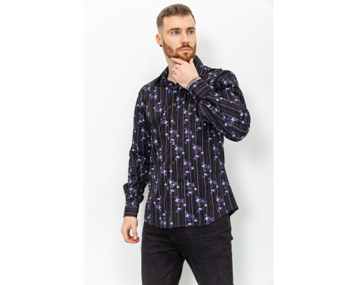 Сорочка чоловіча з принтом, колір чорний, 131R151017