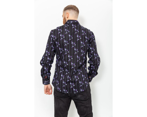 Сорочка чоловіча з принтом, колір чорний, 131R151017