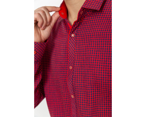 Сорочка чоловіча в клеку байкова, колір червоно-синій, 214R99-33-022