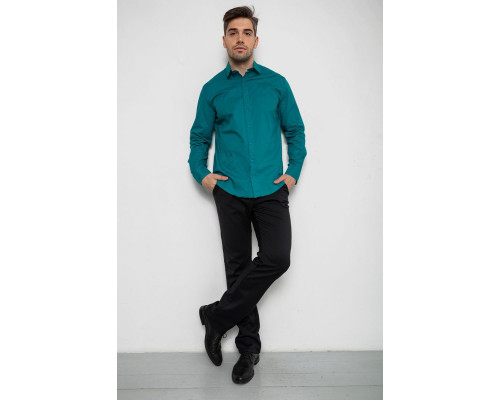Сорочка чоловіча однотонна, колір зелений, 214R7466-1