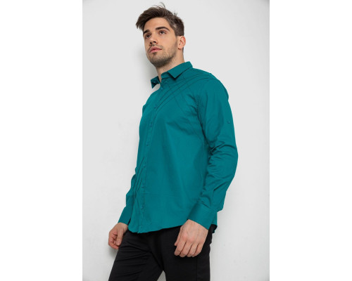 Сорочка чоловіча однотонна, колір зелений, 214R7466-1