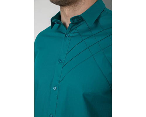 Сорочка чоловіча однотонна, колір зелений, 214R7466-1