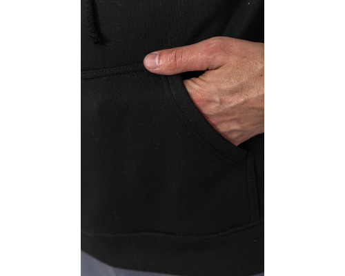 Худі чоловічий на флісі однотонний, колір чорний, 241R2650