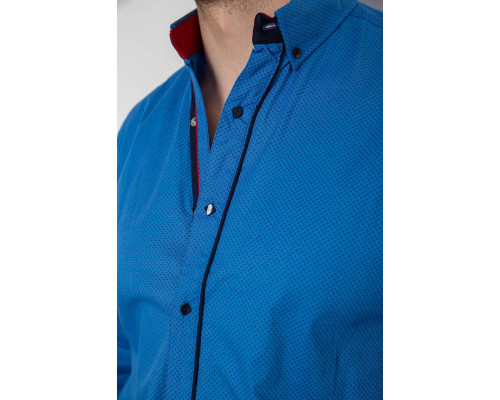 Сорочка чоловіча з принтом, колір синій, 214R16111-1