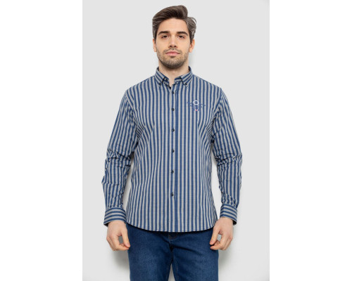 Сорочка чоловіча в смужку, колір сіро-синій, 186RM01